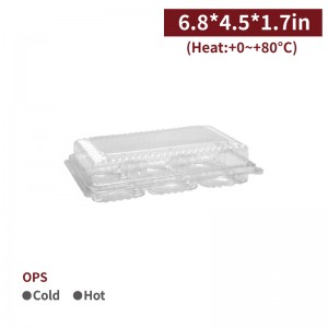 【OPS Hinged Pastry Box - Transparent】6 - compartment anti-fog plastic snack box - 1100 pcs per box / 50 pcs per package