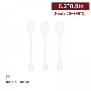 【PP - 160 Fork Spoon 2 in 1 - Matte Transparent】Smoothie Ice Cream Spoon Soup Spoon - 2000 pcs per box / 100 pcs per package