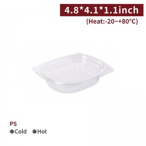 【PS - Rectangular Salad Container 4oz/120ml - Transparent With Lid】snack mashed potatoes salad sauce fruits plastic - 250 pcs per box / 50 pcs per package