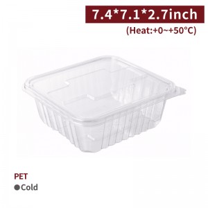 【PET - Square Salad Container With Lid】transparent plastic box - 100 pcs per box
