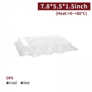 【OPS Hinged Tangyuan Box - Transparent】10 - compartment tangyuan box anti-fog plastic - 1100 pcs per box / 50 pcs per package