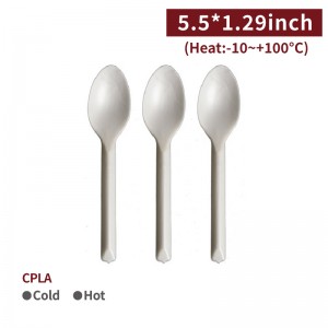 【CPLA Spoon - White】non-toxic eco-friendly biodegradable - 1000 pcs per box / 50 pcs per package