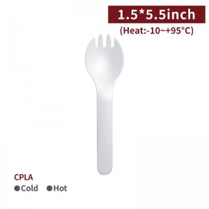 【CPLA Fork Spoon 2 in 1 - Ivory】Eco-friendly Heat-proof Biodegradable - 1000 pcs per box / 50 pcs per package