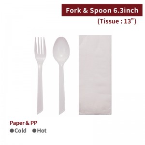 【3-in-1 Tableware Set】PP fork spoon tissue heat-proof - 500 pcs per box