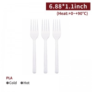 【CPLA Fork - White】length 175mm non-toxic eco-friendly biodegradable fork - 1000 pcs per box / 50 pcs per package