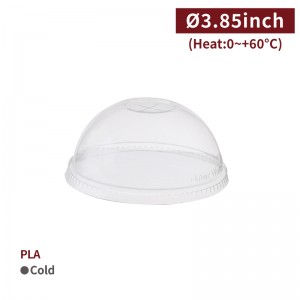 【PLA - Eco-friendly Plastic D98 Dome Lid - Transparent】98mm diameter cross straw hole smoothies plastic drinks cup - 1000 pcs per box / 50 pcs per package