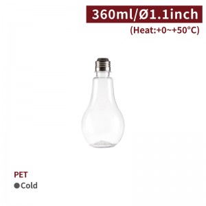 【PET - Light Bulb Shaped Drinking Bottle - 360ml】28mm diameter bubble tea plastic - 50 pcs per box