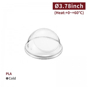 【PLA - Inclined Dome Lid】96mm diameter transparent large hole smoothies - 1000 pcs per box / 100 pcs per package
