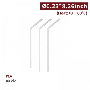 【621-PLA Flexible Drinking Straw - White】6 diameter *210mm - 5000 pcs per box