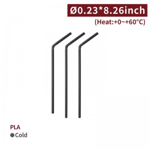 【621 - PLA Flexible Drinking Straw - Black】6 diameter *210mm - 5000 pcs per box