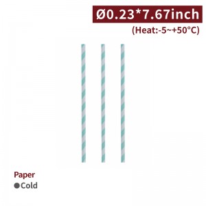 【Eco-friendly Paper Straw - White background + Green twill pattern】6mm diameter non-toxic - 2000 pcs per box