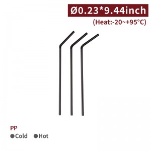【624 Bendy Drinking Straw - Black】6mm diameter - 5000 pcs per box /50 pcs per package
