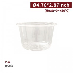 【PLA Snack Bowl 16oz/480ml - Transparent (Without Lid)】121mm diameter salad bowl plastic not for sealing film - 1000 pcs per box / 50 pcs per package