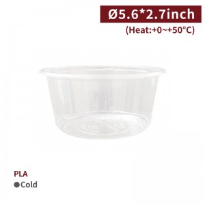 【PLA - Snack Bowl 24oz/720ml - Transparent】143mm diameter salad bowl plastic not for sealing film - 600 pcs per box / 50 pcs per package