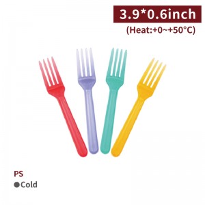 【100 Small Fork - Colorful】100*15mm PS fork - 4000 pcs per box / 100 pcs per package