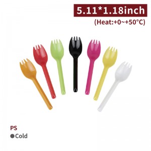 【PS - 130 Fork Spoon 2 in 1 - 7 color options】Soup Spoon - 50 pcs per package