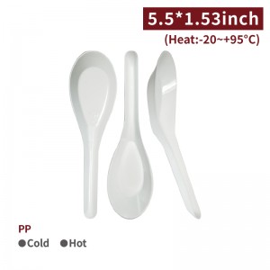 【PP - Hard Chinese Spoon - White】heat-proof spoon disposable - 2700 pcs per box / 100 pcs per package