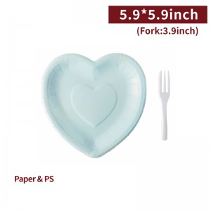 【Macaron Knife Candle Set - Blue Plate /Pearl White Fork】PS fork 100mm cake plate 150*150mm snacks -200 sets per box / 10 sets per package
