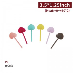 【Heart-shaped Spoon - Multiple Color Options】90*32mm PS spoon - 3600 pcs per box / 180 pcs per package
