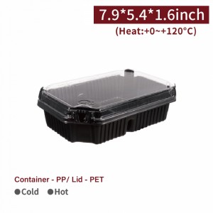 【Snap Lock Container (With Lid) - Black】Meal Container U-shaped snap lock - 600 pcs per box / 50 pcs per package