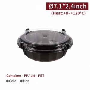 【Snap Lock Box (With Lid)- 700ml】180 diameter *61mm meal container U-shaped snap lock (with transparent PET lid/ not for microwave) - 600 pcs per box / 50 pcs per package