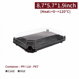 【Snap Lock Box (With Lid) - For 10 pcs Sushi】Sushi box U-shaped snap lock  - 600 pcs per box / 50 pcs per package