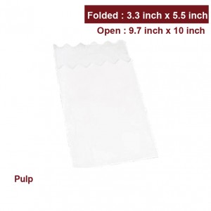 3.3"x5.5"  1-Ply White Scalloped Beverage Napkins-10,000pcs
