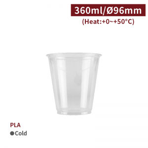 【PLA - Drinks Cup 12oz/360ml】96 diameter *102mm beverage transparent not for sealing film - 1000 pcs per box