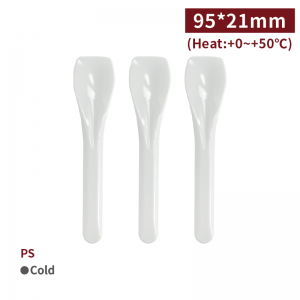 【Ice-cream Spoon - White】95*21mm PS spoon - 5000 pcs per box / 200 pcs per package