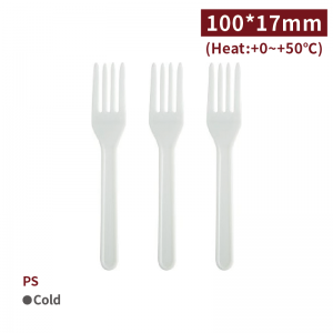 【100 Small Fork - White】100*17mm PS fork utensil - 4000 pcs per box / 100 pcs per package