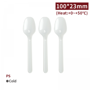 【100 Small Spoon - White】100*23mm PS spoon - 4000 pcs per box / 100 pcs per package