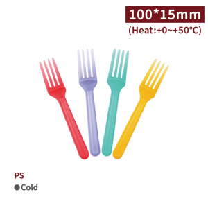 【100 Small Fork - Colorful】100*15mm PS fork - 4000 pcs per box / 100 pcs per package