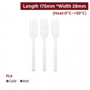 【CPLA Fork - White】length 175mm non-toxic eco-friendly biodegradable fork - 1000 pcs per box / 50 pcs per package