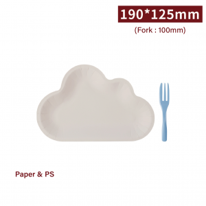 【Cloud-shaped Cake Plate + Fork - White Plate /Blue Fork】PS fork - 200 pcs per box / 10 pcs per package