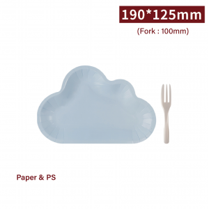 【Cloud-shaped Cake Plate + Fork - Blue Plate /White Fork】PS fork - 200 pcs per box / 10 pcs per package